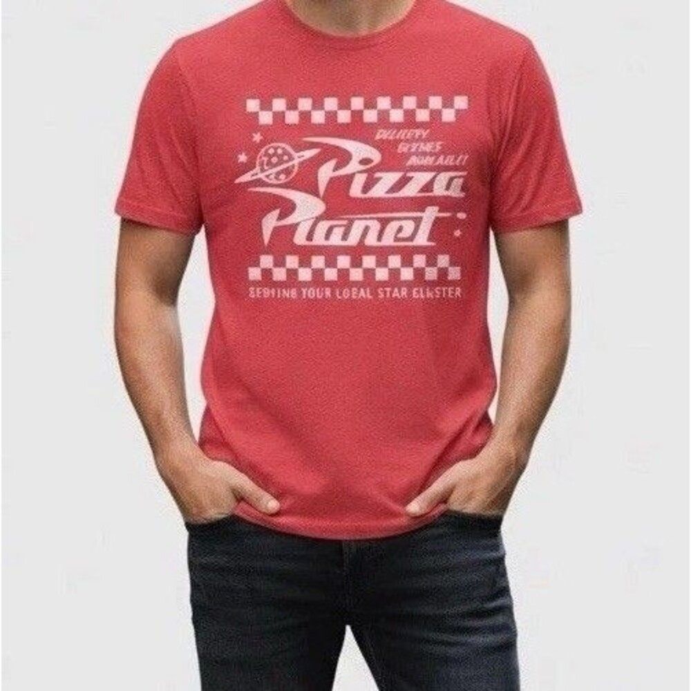 Authentic Disney Parks Toy Story Pixar Pizza Planet Shirt Large Red Graphic Tee